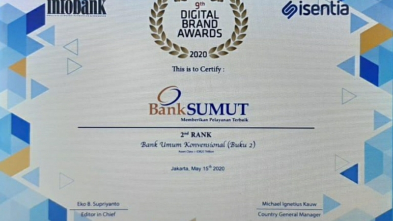 Bank Sumut Raih 2nd Rank Digital Brand Award Dari Infobank Keuangan Medanbisnisdaily Com