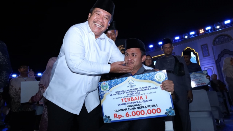 Bupati Asahan Hadiri Penutupan MTQ ke-40 Sumut, Kafilah Asahan Raih Juara Umum V dan Hadiah Umrah