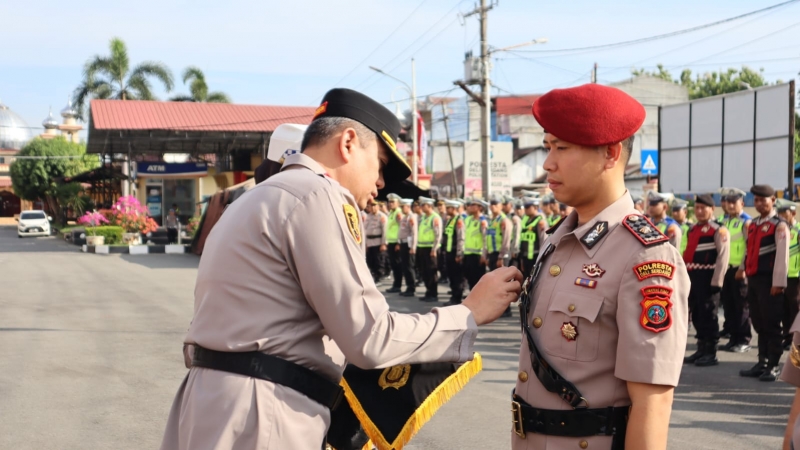 Kapolresta Deli Serdang Pimpin Sertijab Kasat Reskrim, Kapolsek Pagar Merbau dan Kapolsek Beringin